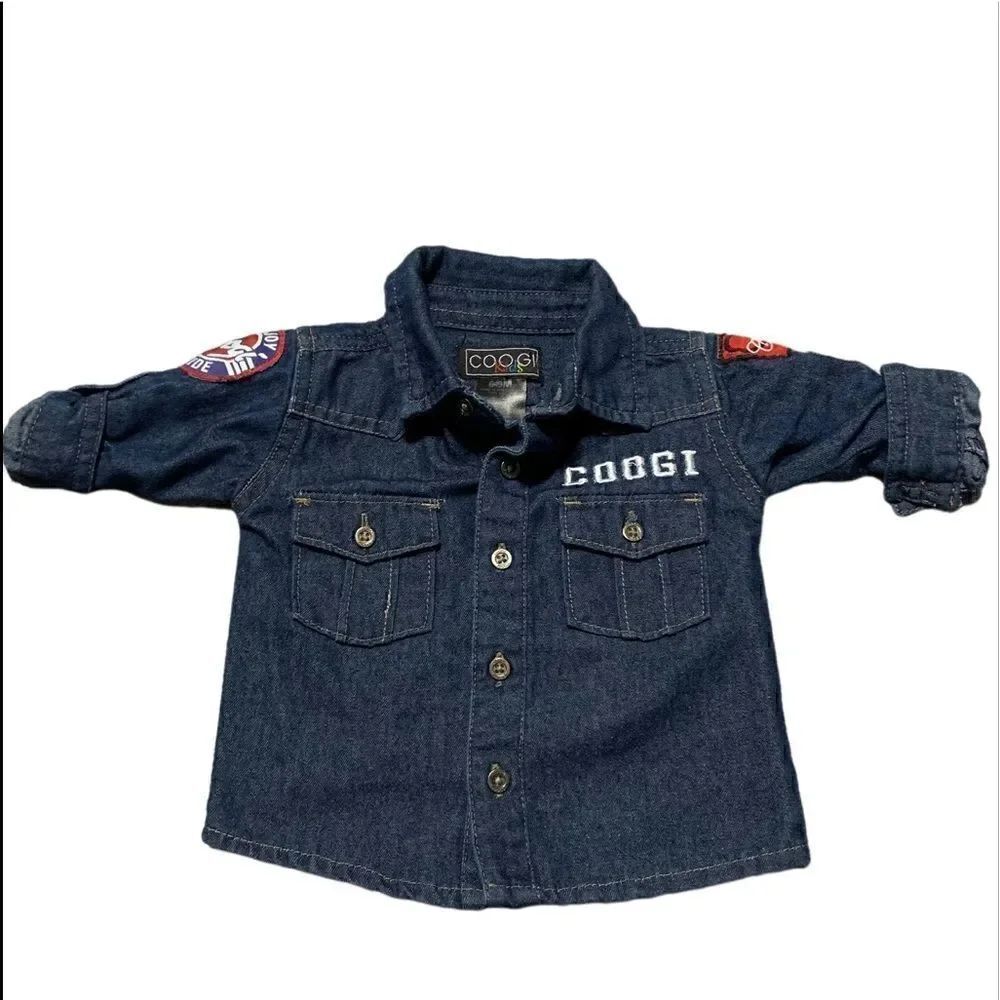 Coogi Denim and Patches Button Down Sz 6-9Mos